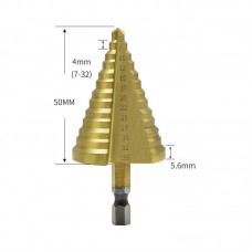 Свердло ступінчасте по металу HSS 4241 з шестигранним хвостовиком і титановим покритям 5-35 мм 1