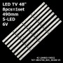 LED підсвітка TV 48 inch 490mm 5-led 6V 4C-LB4805-HQ4 TOT-48D2700-8X5-3030C-V3 4C-LB4805-YHEX1 4 8шт ART-11573