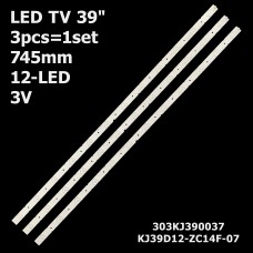 LED підсвітка TV 39 745mm 12-led 3V KJ39D12-ZC14F-07 303KJ390037 39D3503V1W6C2B74617M 3шт ART-12118