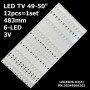 LED підсвітка TV Kivi 49-50 483mm 6-led 3V LED49D6-03(A) LED50D06-ZC14AG-03 FD4951A-LU 30349006203 12шт ART-12216