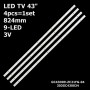 LED підсвітка TV 43 9-led 824mm 3V GC43D09-ZC21FG-04 303GC430034 DLED43GC4X9 4шт ART-12036