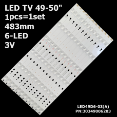 LED підсвітка TV Kivi 49-50 483mm 6-led 3V LED49D6-03(A) LED50D06-ZC14AG-03 FD4951A-LU 30349006203 1шт ART-12632