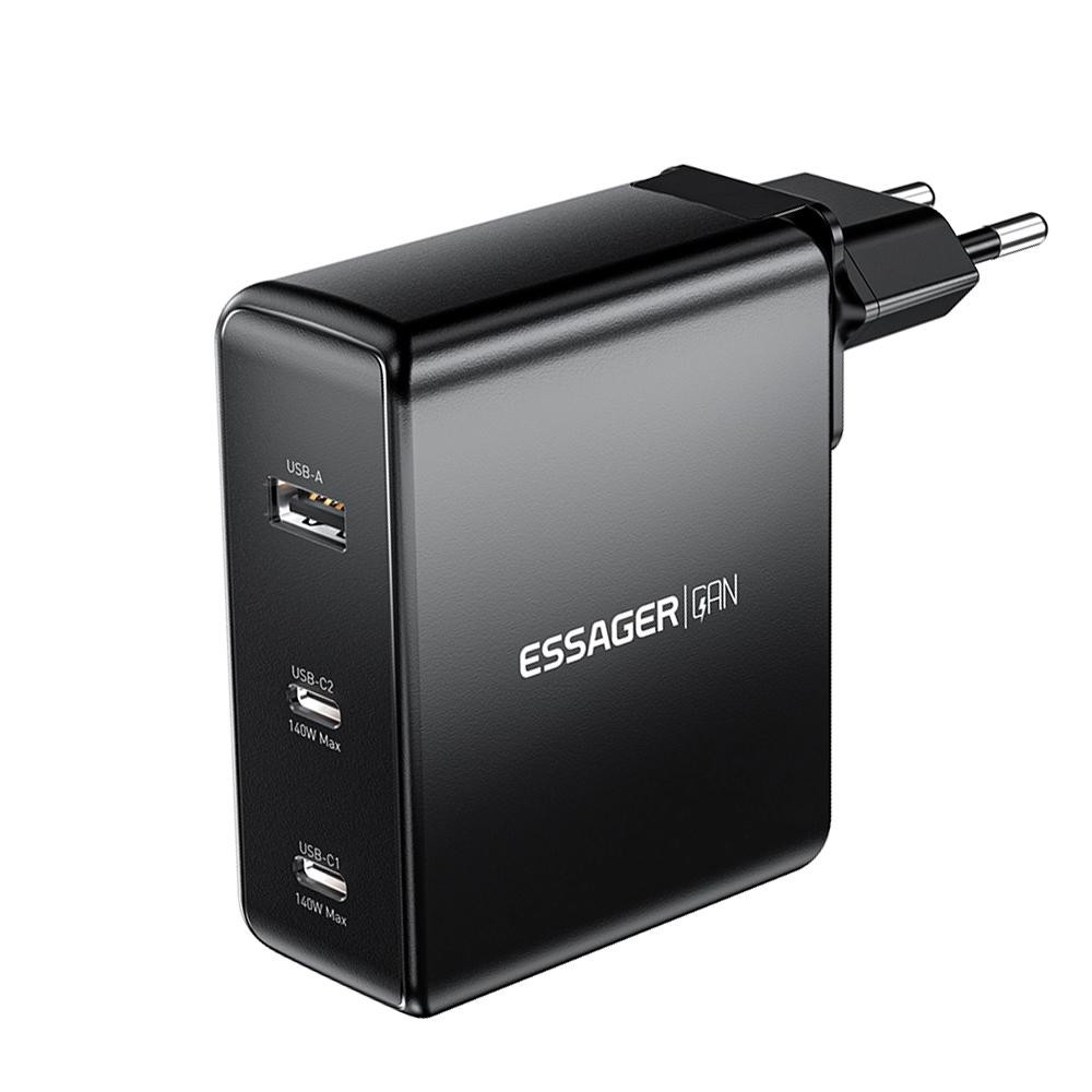 Зарядний пристрій Essager 140W MingQ GaN Hign Power Travel Charger 2 Type-C + USB A EU Black (ECT2CA-MQB01-Z) 2