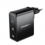 Зарядний пристрій Essager 140W MingQ GaN Hign Power Travel Charger 2 Type-C + USB A EU Black (ECT2CA-MQB01-Z) - фото 