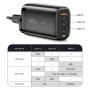 Зарядний пристрій Essager 65W Shining GaN Travelling Fast Charger PD+QC3.0 Black EU (ECT2CA-MYB01) - фото 