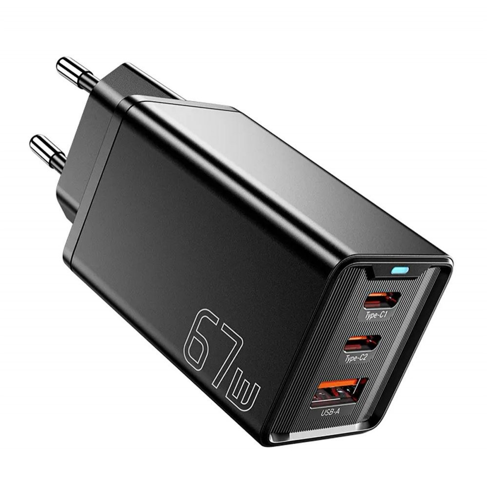 Зарядний пристрій Essager 67W GaN Travel Charger JT-G67TC2U1 2 TYPE C + USB A EU Black (ECTAC-KSB01-Z) 2