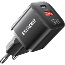 Зарядний пристрій Essager Camber 20W GaN Travel Phone Charger USB A + Type C EU Black (ECTAC-HMB01-P) 1