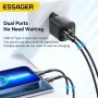 Зарядний пристрій Essager Camber 20W GaN Travel Phone Charger USB A + Type C EU Black (ECTAC-HMB01-P) - фото 