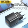 Зарядний пристрій Essager Camber 20W GaN Travel Phone Charger USB A + Type C EU Black (ECTAC-HMB01-P) - фото 