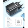 Зарядний пристрій Essager Camber 20W GaN Travel Phone Charger USB A + Type C EU Black (ECTAC-HMB01-P) - фото 