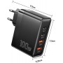 Зарядний пристрій Essager Grace 100W GaN 4 Ports Travel Charger 2 Type-C + 2 Type-A Black (ECT2CA-QYB01-Z) - фото 