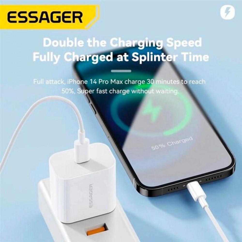 Зарядний пристрій Essager Vanjane Travel Phone Charger Set PD20W (no cable) EU White (ECTC-FJB02-P) 2