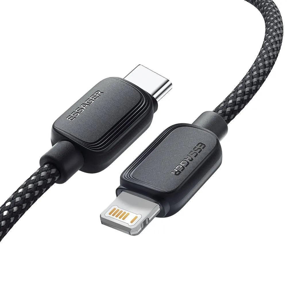 Кабель Essager Breeze USB Cable USB-C to Ligthning  20 Вт 1м Чорний (EXCTL-WL01-P) 3