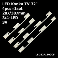 LED підсвітка Konka LED32F1100CF, 35018478, 35018479 TV 32 3/4-led 3V 207/307mm 4шт. 1