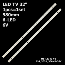 LED підсвітка LIBERTON TV 32 580mm 6V 32AS1HDTA1 MS-L1343 V2 LA012 28MK300B88R0100086305106 A4 M204 1шт. 1