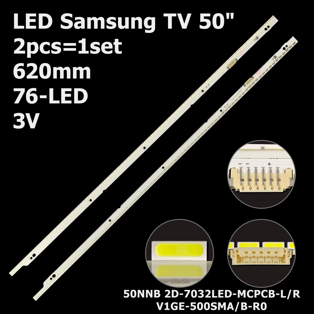 LED підсвітка Samsung TV 50 50NNB 2D-7032LED-MCPCB-L/R V1GE-500SMA-R0 V1GE-500SMB-R0 6 пін 2шт. 1