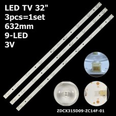 LED підсвітка TV 32 3V 9-led 632mm ZDCX315D09-ZC14F-01 303CX315034XS1263 303CX315034 CX315DLEDM 3шт. 1