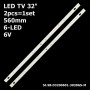 LED підсвітка TV 32' 560mm 6-led 6V JB32HR330M06A8V1 4C-LB3206-HR08J SJ.SB.D3200601-3030GS-M 2шт. - фото 1