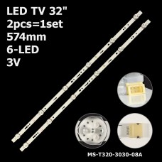 LED підсвітка TV 32 574mm 6-led MS-L3287 V1 MS-L2430 V2 MS-T320-3030-08A MC-32A06X DCCV320H1-F01 2шт. 1