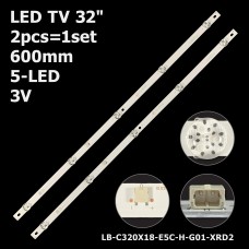 LED підсвітка TV 32 600mm 3V 5-led LB-C320X18-E5C-H-G01-XRD2 CRH-ZG32G5CE30300502832REV1.1 2шт. 1