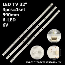 LED підсвітка TV 32 6V 590mm 6-led GP-3288 AP-32P G-32D2806V2C3B59018M MG-32D280601W59018M36A 3шт. 1