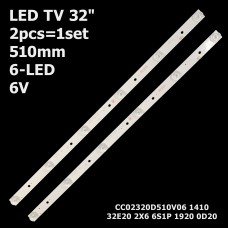 LED підсвітка TV 32 6V 6-led 510mm CC02320D510V10 CC02320D510V06  F32A-1 1410 32E20 2X6 6S1P 0D20 2шт. 1