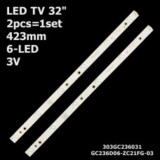 LED підсвітка TV 32 inch 423mm 6-led GC236D06-ZC21FG-03 303GC236031 GC236D06-ZC14F-03 303GC236041 2шт. 1