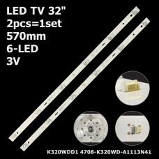 LED підсвітка TV 32 inch 6-led 3V 570mm 32M3080 60 32PHF5664 T3 4708-K320WD-A3113N11 K320WDD 2шт. 1