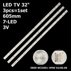 LED підсвітка TV 32 inch 605mm 7-led 5800-W32001-3P00 LC320DXJ-SFA2 RDL320HY 32D3503V1W7C1B60617M 3шт. 1