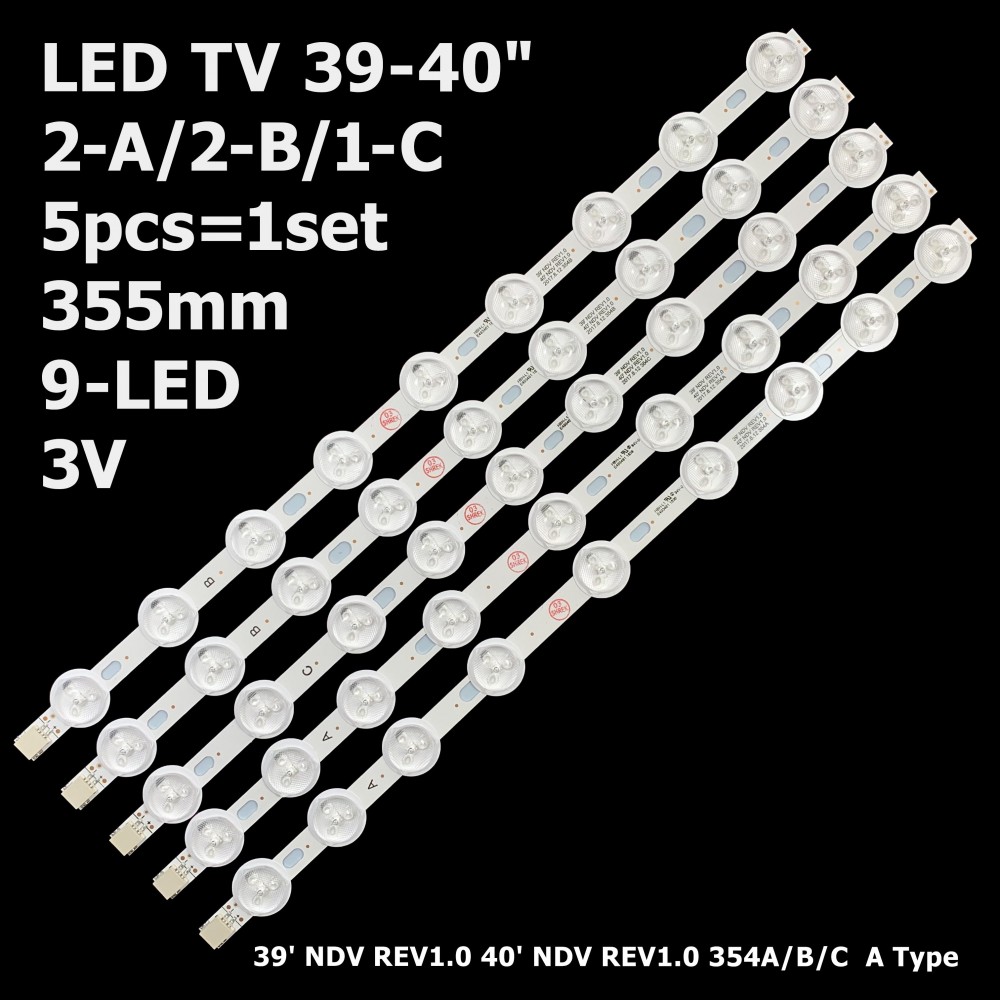 LED підсвітка TV 39-40 3V 9-led 355mm 39PF3025D 40L1333DB VES400UNDC-01 VES390UNDC-01 5шт. 1