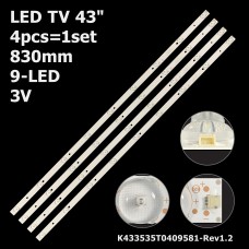 LED підсвітка TV 43 830mm 9-led 3V K433535T0409581 Rev1.2 4шт. 1