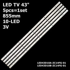 LED підсвітка TV 43 inch 10-led 855mm 3V LED43D10B-ZC14FG-01 + LED43D10A-ZC14FG-01 LED43D10-03(А) 5шт. 1