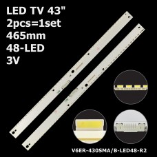 LED підсвітка TV 43 inch 48-led 3V 465mm V6ER-430SMA-LED48-R2 + V6ER-430SMB-LED48-R2 2шт. 1