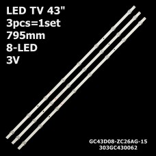 LED підсвітка TV 43 inch 795mm 8-led 3V JL.D43081330-324DS-M_V04 GC43D08-ZC26AG-15 303GC430062 3шт. 1