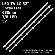 LED підсвітка TV LG 32 630mm 7/8-led 6916L-1204A 6916L-1105A 6916L-1106A 6916L-1438A ROW2.1 REV-0.9 3шт. 1