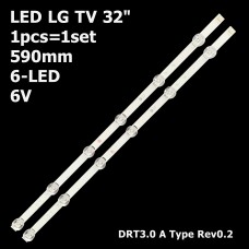 LED підсвітка TV LG 32 6led A/B big-lens 590mm DRT3.0 A Type Rev0.2 32LB561V 6916L-2224A 1шт. 1