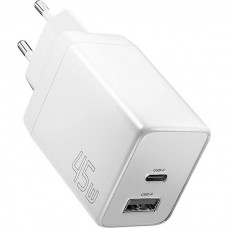 Мережевий зарядний пристрій Essager ES-CD40 45W GAN travel Charger USB A + TYPE C EU White (ECT45W-LJB02-Z) 1