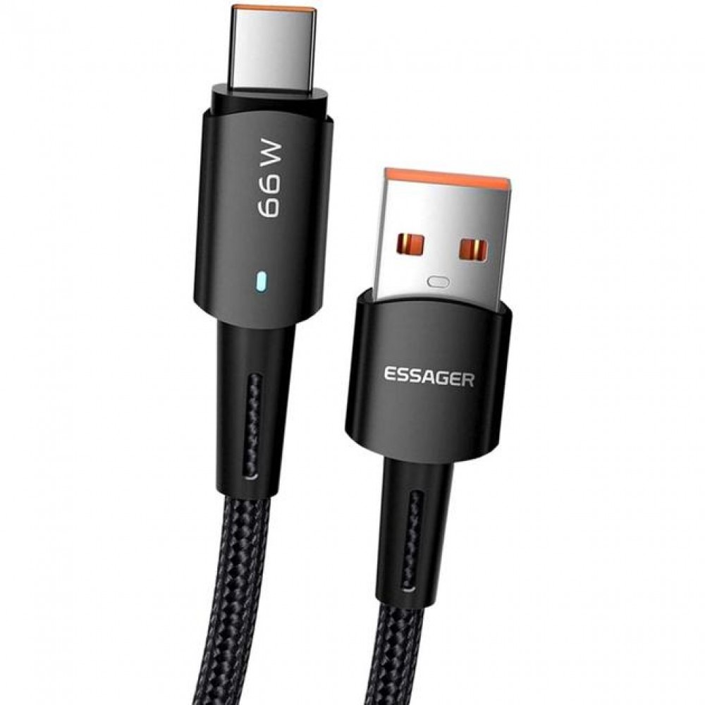 USB Кабель Essager Sunset USB-A to Type-C 66 Вт 6A 1м Чорний (EXCT-CG01) 2